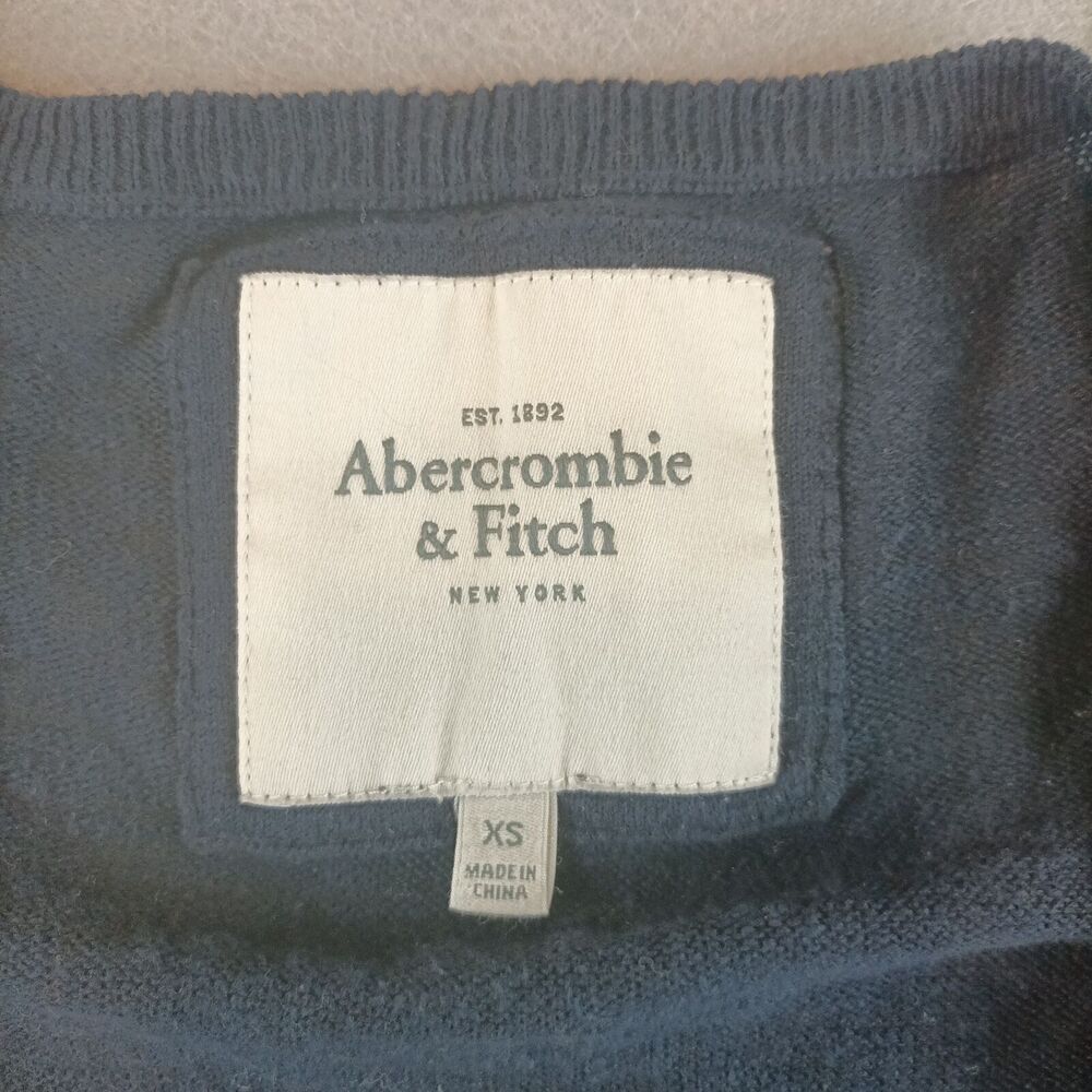 Abercrombie & Fitch Womens Navy Blue Knit Short Cardigan Size XS Ruffle Open - Picture 4 of 8